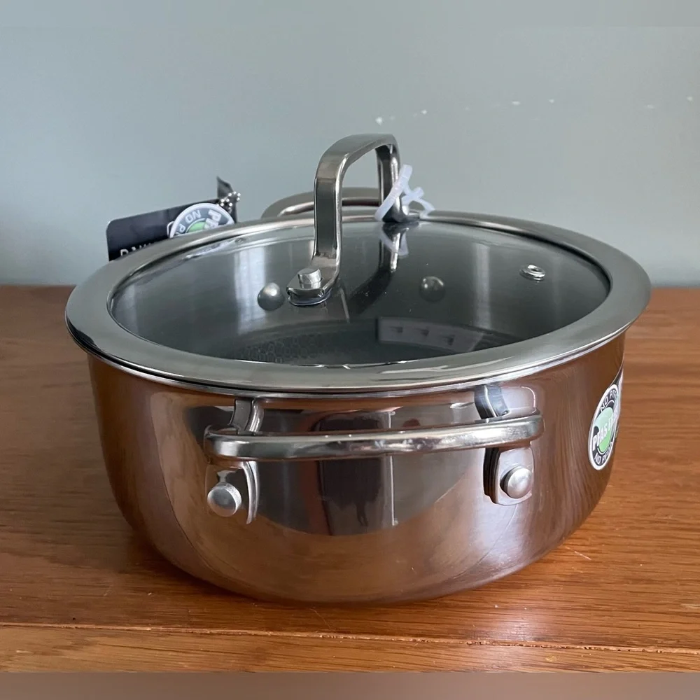 NEW David Burke Geo Clad 3 Qt Casserole Ceramic Hybrid With Lid Safe Up To 500F